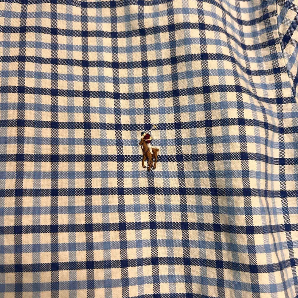 Polo Ralph Lauren men’s Blue and White Checkered Shirt size XL 100 % cotton - Picture 3 of 5